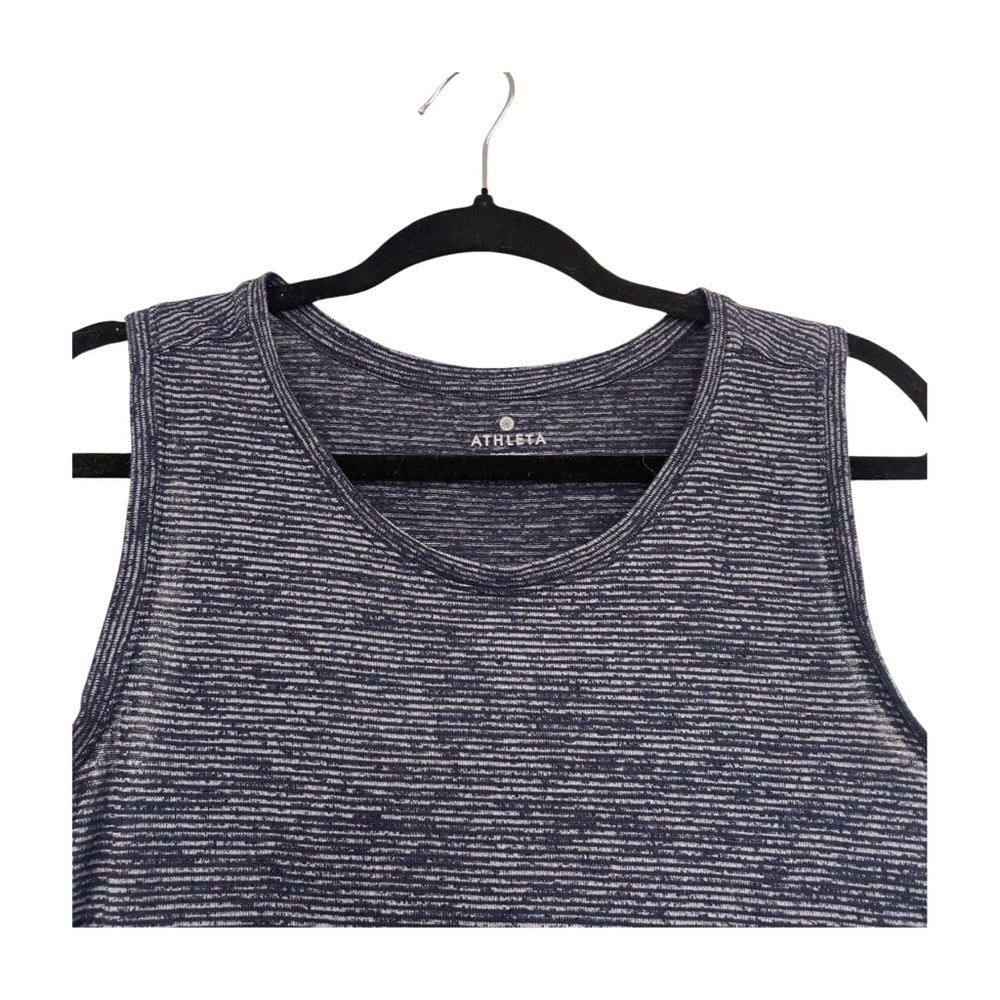 Athleta Heathered Blue Grey Striped Scoop Neck Tank Size XL - Picture 5 of 10